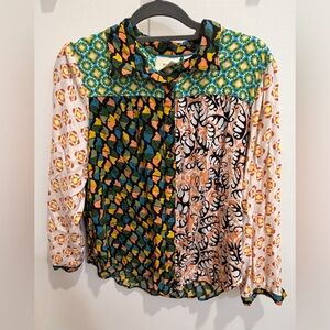 Anthropologie Petite Multicolor Maeve Contrast Button Down Shirt
